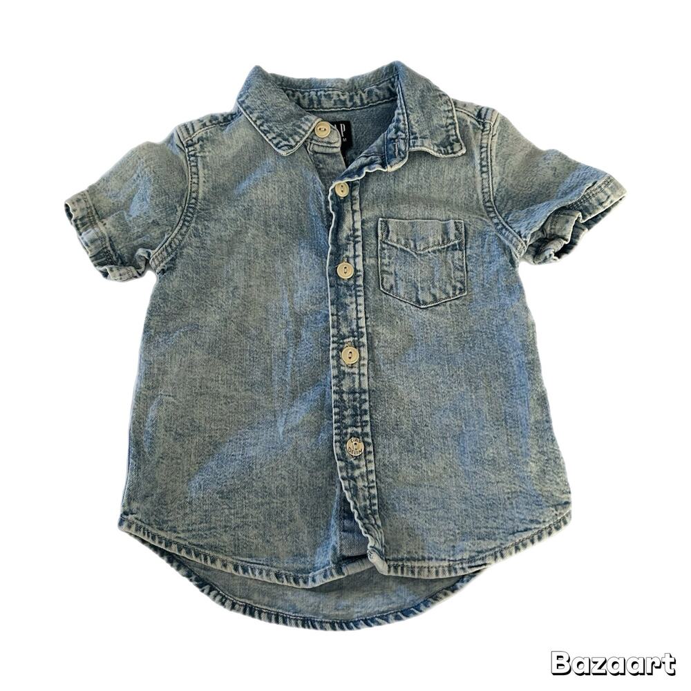 GAP Short Sleeve Button Up Denim Shirt Boys 18-24M